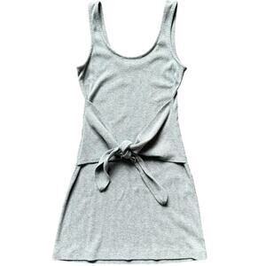Aerie Ribbed Knit Gray Mini Dress Women’s XS Tie Front Tank Style